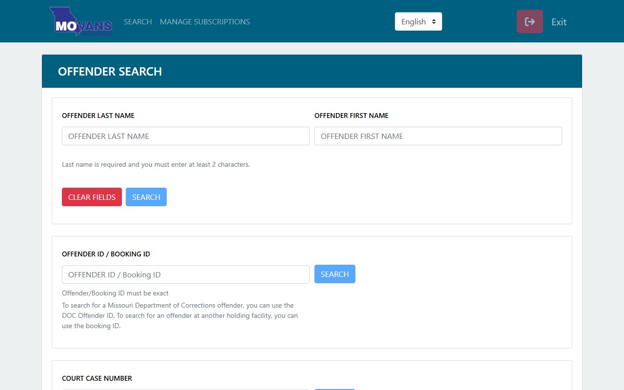 Missouri inmate records MOVANS victim notification search